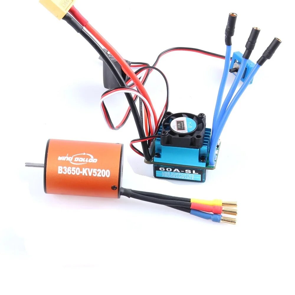 Регулятор скорости бесколлекторного двигателя, 60A, ESC, B3650, 3900кв, 4300кв, 5200кв, для автомобиля 1:10 RC, Оранжевый