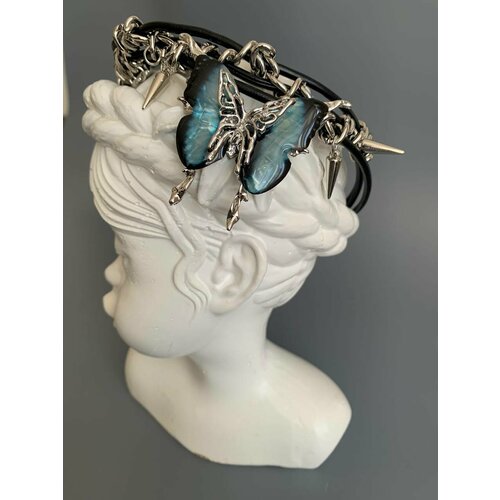 Колье, стекло, длина 45 см, blue