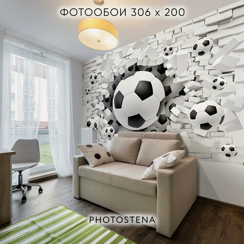 Изображение товара Фотообои на стену флизелиновые встык PHOTOSTENA Футбольный мяч 3,06 x 2 м 6,12 м2