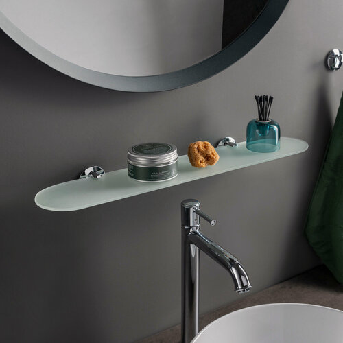 Изображение товара Полка для ванной из матированного стекла 60 см Lirio Moroshka цвет Хром