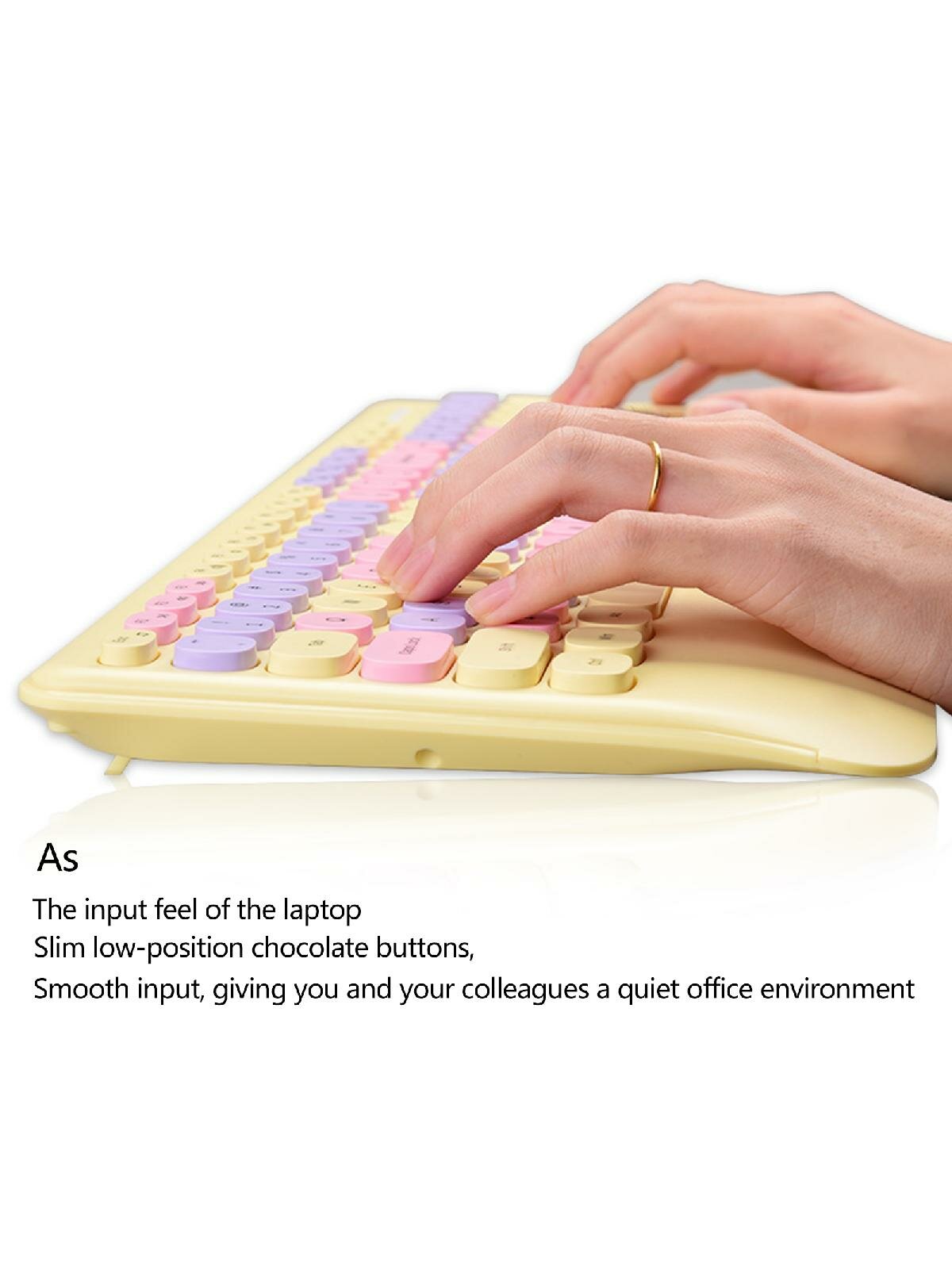 Wireless Keyboard Mouse Set Mini 106 Keys Round Keycaps Keyboard Ergonomic Design for PC Computer Laptop — фото 1