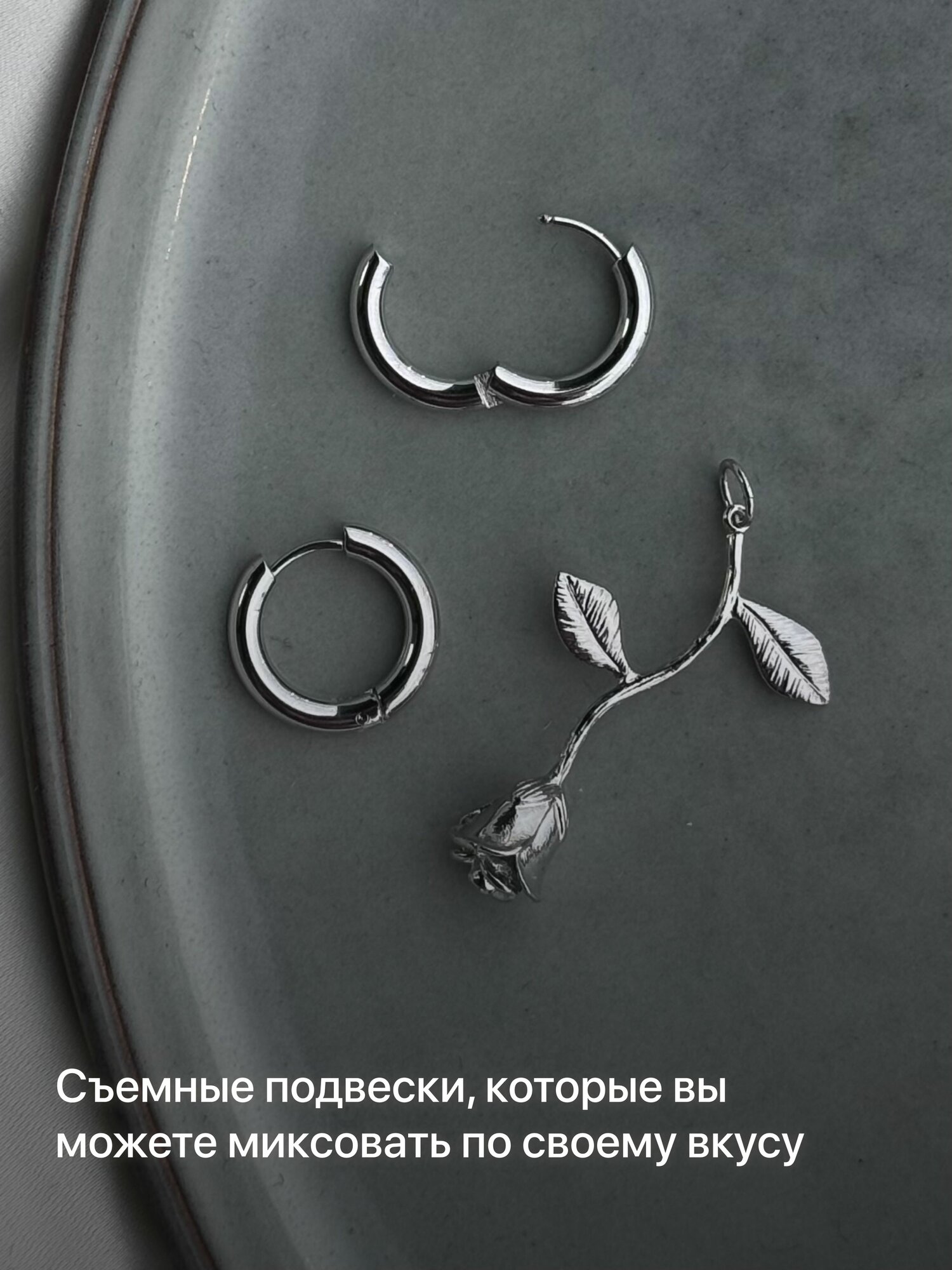 Серьги конго, размер 18 мм, серебристый — фото 1