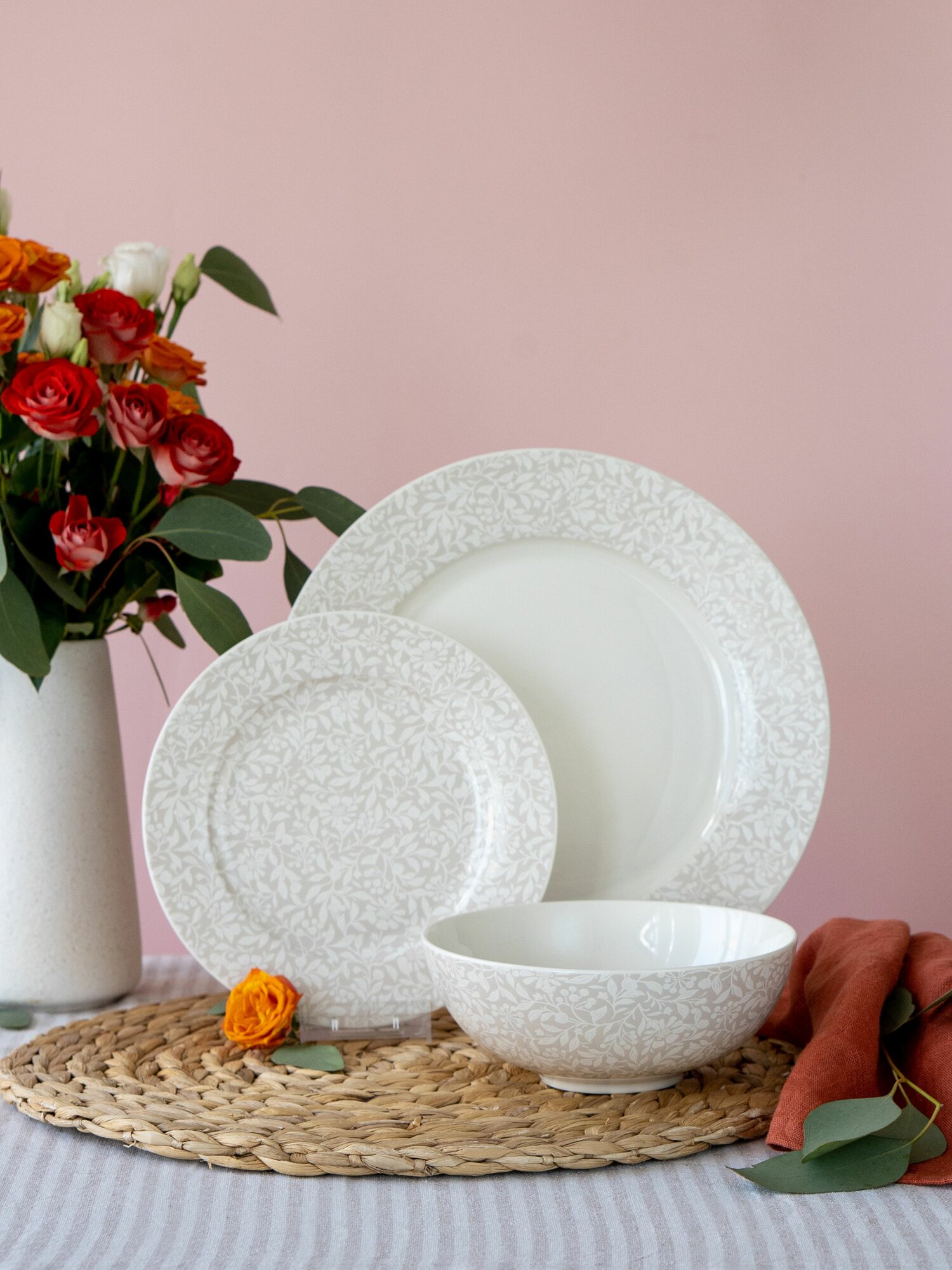 Набор посуды из фарфора на 6 персон 18 предметов "Charme", столовый сервиз обеденный