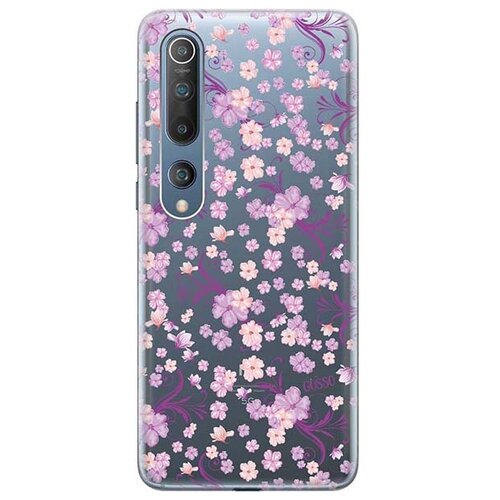 фото Ультратонкий силиконовый чехол-накладка для xiaomi mi 10 с 3d принтом "lilac flowers" gosso