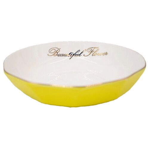 фото Глубокая многогранная тарелка, порционная, керамическая, желтый, 16,5х16,5х3,7 см, marma mm-plt-64