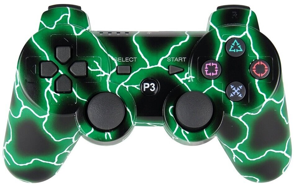 Геймпад/Джойстик беспроводной для PS3 зеленые молнии
