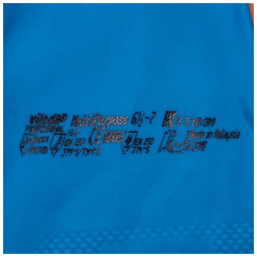 Перчатки резиновые Vileda Profes латекс хлопков.напыл синий р-р S 100752,ПС - фотография № 13
