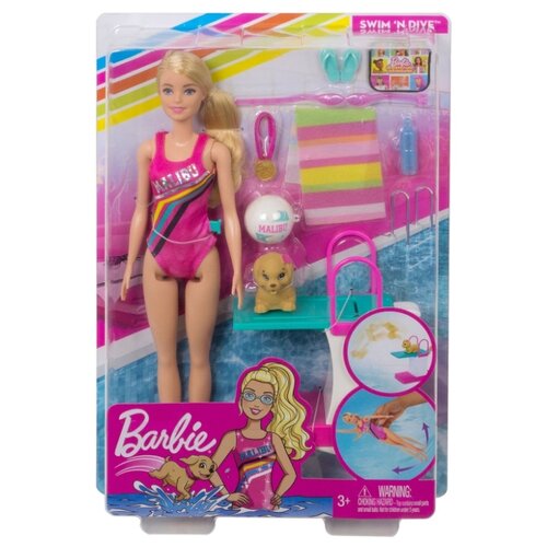 Набор игровой Barbie Чемпион по плаванию бокс с наклейками барби barbie приключения в доме мечты 50 пакетиков 300 наклеек