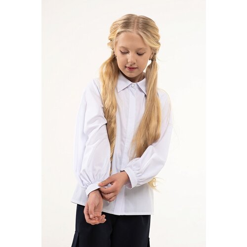 Школьная блуза MOORIPOSH, размер 134-68, белый