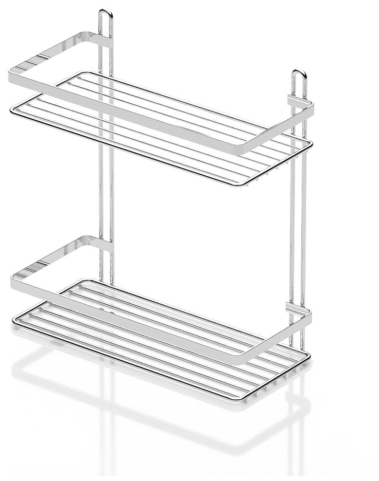 Полка в ванную прямая ES067SSS 2 яруса 25*12*27 нерж. сталь глянцевый