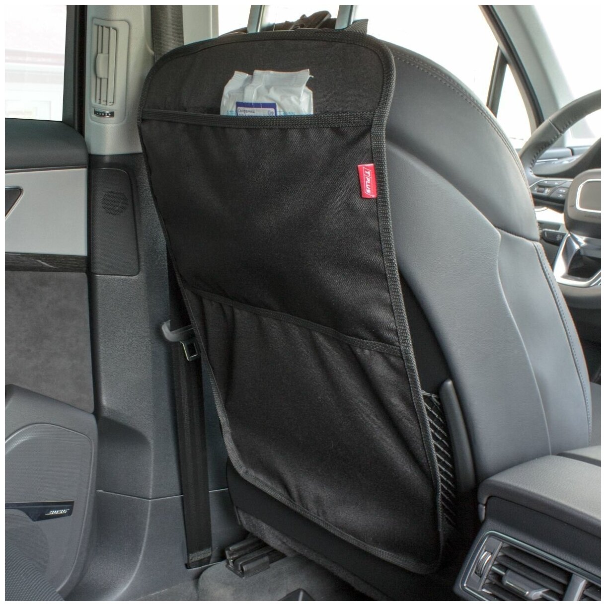 Органайзер на спинку сиденья автомобиля с 1 карманом, накидка на сидение для хранения вещей, подвесной автоорганайзер (оксфорд 240, черный), Tplus
