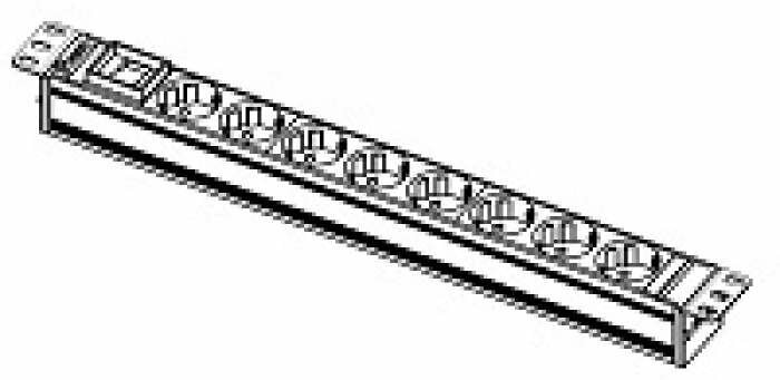 блок силовых розеток Rem-10, 19", Shuko х 8, вход IEC 320 C14, 1U,10А, выключатель, без шнура ЦМО - фото №3