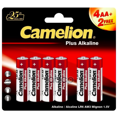 Camelion Plus Alkaline 4+2 Lr6 Aa (4+2Lr6-Bp, Батарейка,1.5В) Camelion 14113 Camelion арт. 14113 new plus alkaline 4 2 lr6 4 2lr6 bp батарейка 1 5в camelion 15308 72 шт