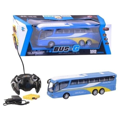 фото Машинка детская автобус на радиоуправлении компания друзей, 4 канала, свет фар, зарядное устройство в комплекте, цвет синий.
