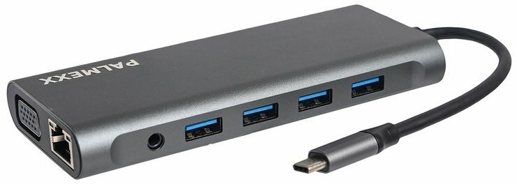 Адаптер-переходник PALMEXX 12 в 1 USB-C (Type-c) to 2*HDMI+VGA+2*USB3.0+2*USB2.0+USBC+CR+AUX+LAN