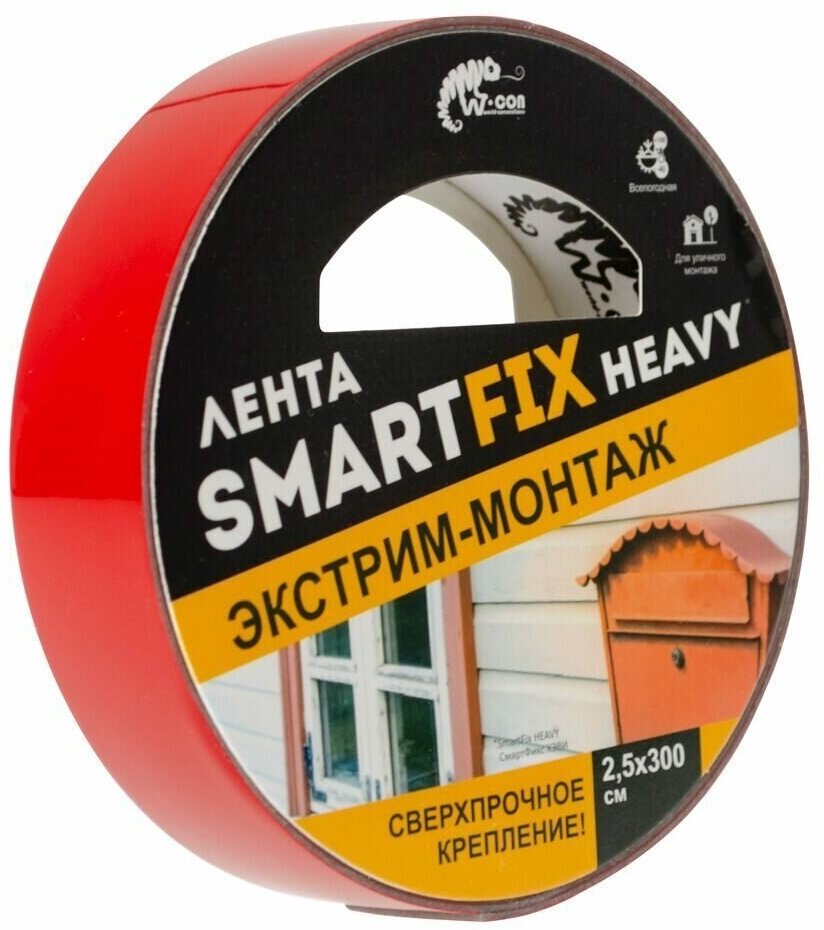 Всепогодная лента для внешнего и внутреннего монтажа W-con SmartFix HEAVY 25*300см серая