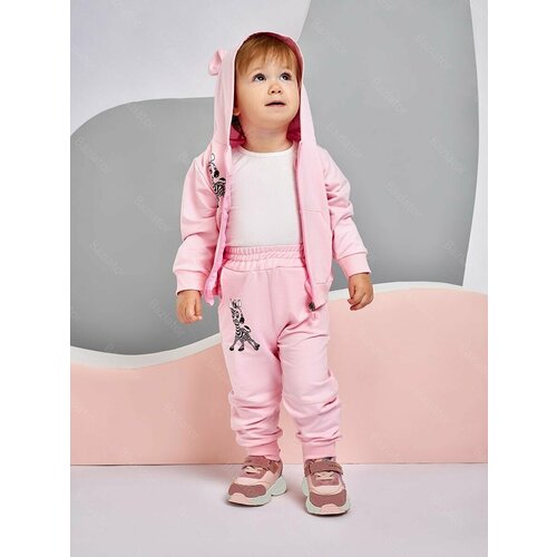 фото Комплект одежды baziator для девочек, брюки и худи, повседневный стиль, размер 86, розовый