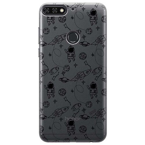 фото Ультратонкий силиконовый чехол-накладка для huawei y6 prime (2018) / honor 7c / 7a pro с 3d принтом "space" gosso