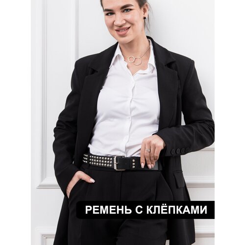 фото Ремень женский с клепсами из экокожи. длина 110, ширина 3,8 см/ для девушек/девочек awengo belts