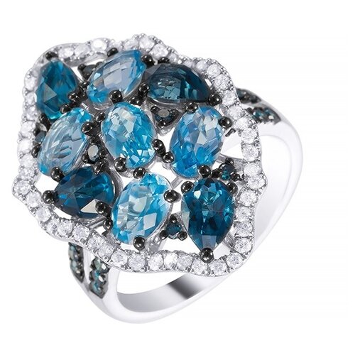 фото Золотое кольцо из белого золота с бриллиантами топазом aas-3964r_ko_dl_bt_lt_wg jv