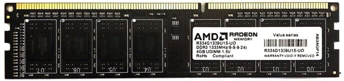 Оперативная память AMD Value 4 ГБ DDR3 DIMM CL40 R334G1339U1S-UO
