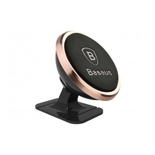 Автомобильный держатель BASEUS 360-degree Rotation, магнитный, розовое золото, на клею автомобильный держатель для телефона baseus черный розовое золото магнитный на липучке базеус