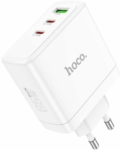 Сетевое зарядное устройство USB Hoco N30 (QС3.0/2 порта USB-C PD 65W) <белый>