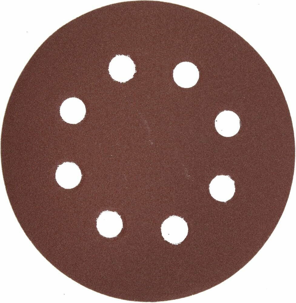 ЗУБР 8 отв, Р180, 125мм, 5 шт, круг шлифовальный универсальный, абразивная бумага на велкро основе (35562-125-180)