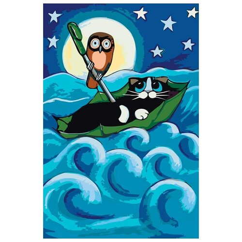 Картина по номерам Под луной, 40x60 см картина по номерам красный кот в море под луной