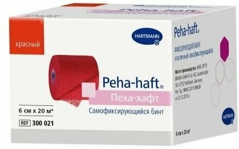 Бинт Peha-haft (Пеха Хафт) самофиксирующийся без латекса красный размером 20м х6см, 300021