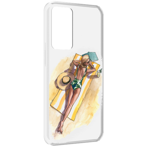 Чехол MyPads девушка на пляже женский для OPPO Reno 8 Lite задняя-панель-накладка-бампер