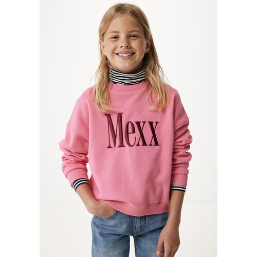 фото Свитшот mexx, средней длины, манжеты, без капюшона, размер 110/116, розовый