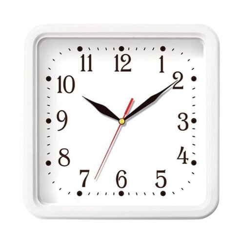 фото Часы настенные troyka 81810835, квадрат, белые, белая рамка, 26х26х3,5 см тройка