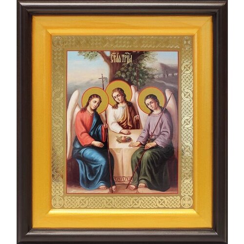 Святая Троица (лик № 083), икона в широком киоте 21,5*25 см святая троица икона в широком деревянном киоте 21 5 25 см