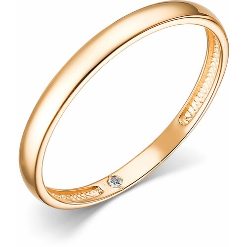 Кольцо обручальное АЛЬКОР, золото, 585 проба, бриллиант, размер 16.5