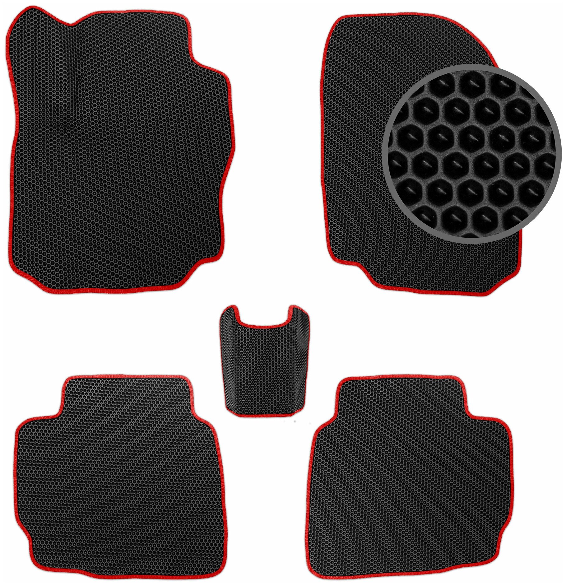 Комплект EVA ковриков для Ford Mondeo 4 2010-2014/Форд Мондео 4 2010-2014 черные с красной окантовкой