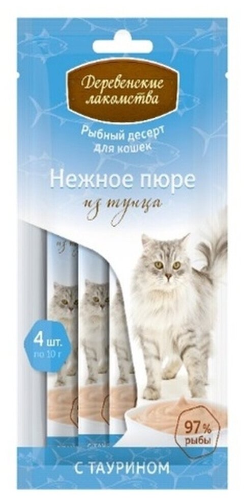 Деревенские лакомства Нежное пюре для кошек из тунца 40г (10 шт)