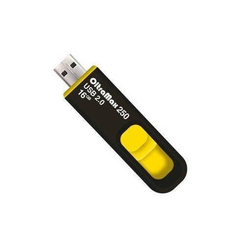 Флешка OltraMax 250, 16 Гб, USB2.0, чт до 15 Мб/с, зап до 8 Мб/с, жёлтая