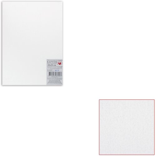 Белый картон грунтованный для живописи, 25х35 см, толщина 2 мм, акриловый грунт, двусторонний, (10 шт.)