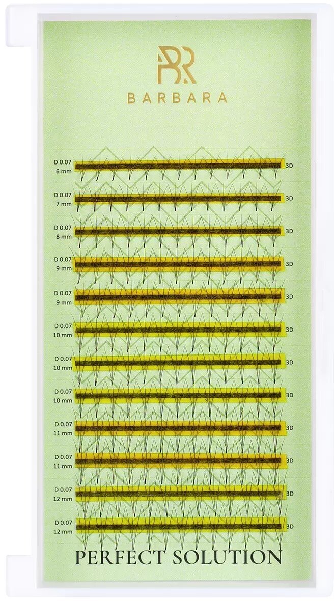 Ресницы Perfect solution Barbara (Барбара) готовые пучки 3D 12 линий (C 0.07 6-12mm)