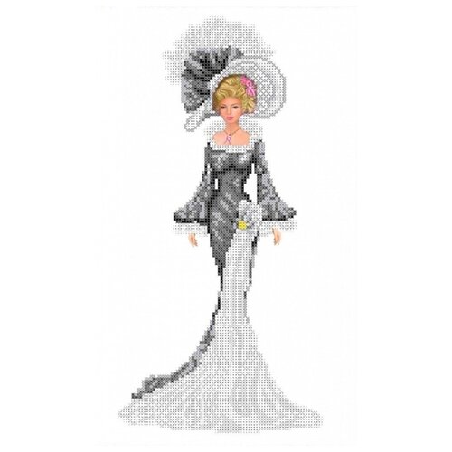 фото Дама в вечернем платье рисунок на ткани 24х38 каролинка ткбл 3051