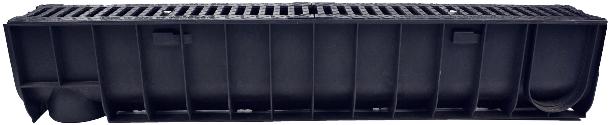 Лоток водоотводный пластиковый дренажный с решеткой чугунной 1000x145x185 (1 шт.) - фотография № 3