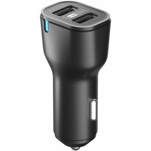 Автомобильное ЗУ USBx2, 2.4A, черное, OLMIO 043372 азу 20w type c usb powerdelivery quickcharge черное olmio 43801