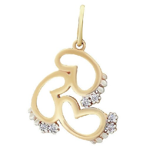 Подвеска РОСТЗОЛОТО, красное золото, 585 проба, циркон, красный, золотистый