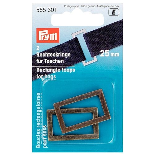 prym ограничители для шнура пластиковые прямоугольные 2 отверстия 416601 белый 2 шт Prym Прямоугольные кольца для сумок 25мм 555301, состаренная латунь, (2 шт.)