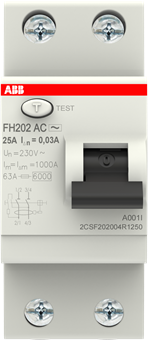 ABB FH202 AC-C25/0,03 УЗО 2-x полюсное 25А 30мA тип AC 4,5kA 2CSF202004R1250