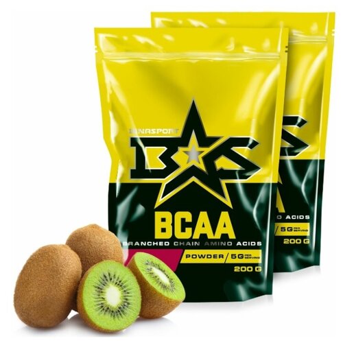 фото (2 уп х 200гр) аминокислоты binasport "bcaa" бцаа порошок 400 г со вкусом киви