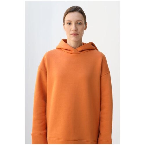 Худи удлиненное из футера с начесом, тыква