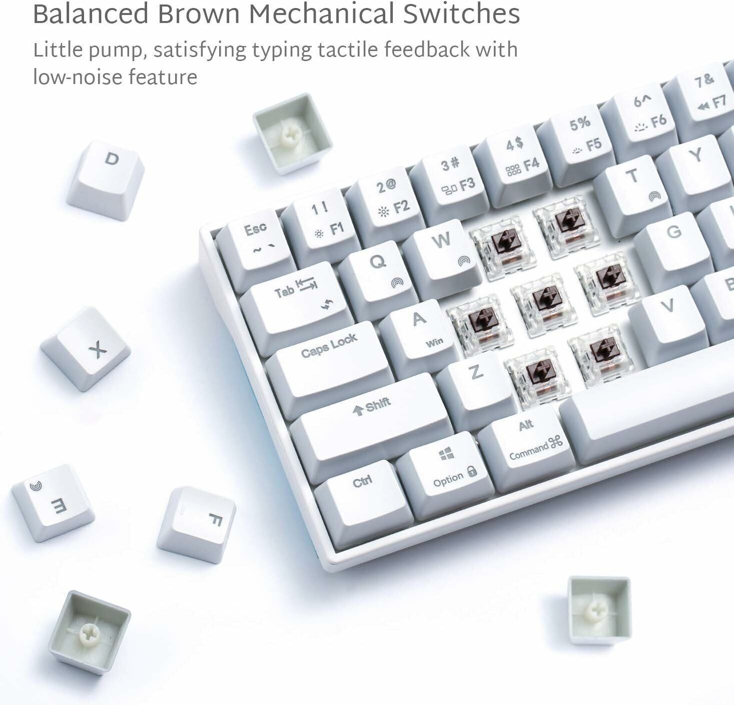 Игровая механическая беспроводная клавиатура Royal Kludge RK71 белая (Brown Switch)