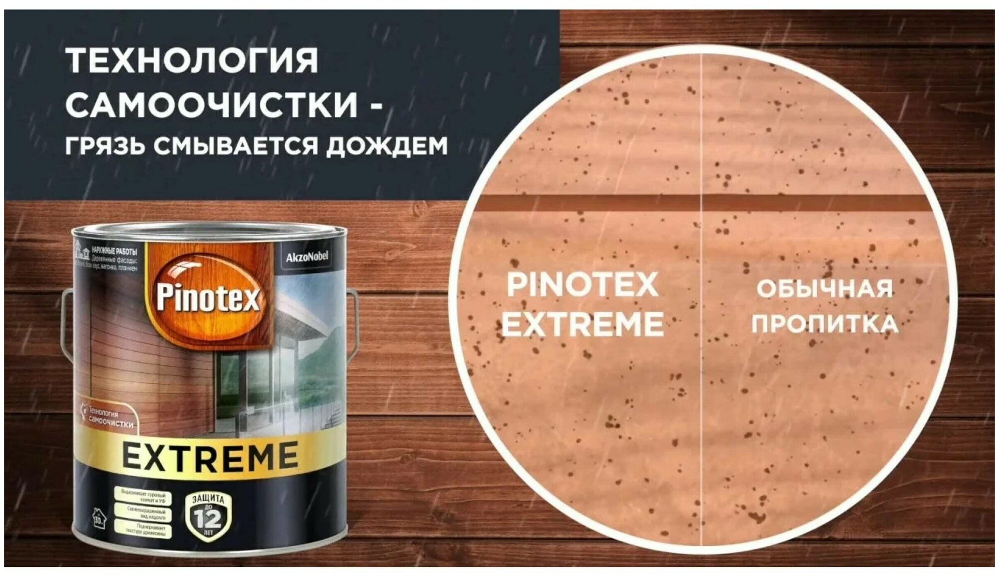 Лазурь для дерева Pinotex extreme тиковое дерево 9л Пинотекс/pinotex - фото №7